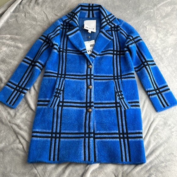 🎯NWT NVLT Coatigan Jacket Blue Black Size Small - Picture 10 of 16